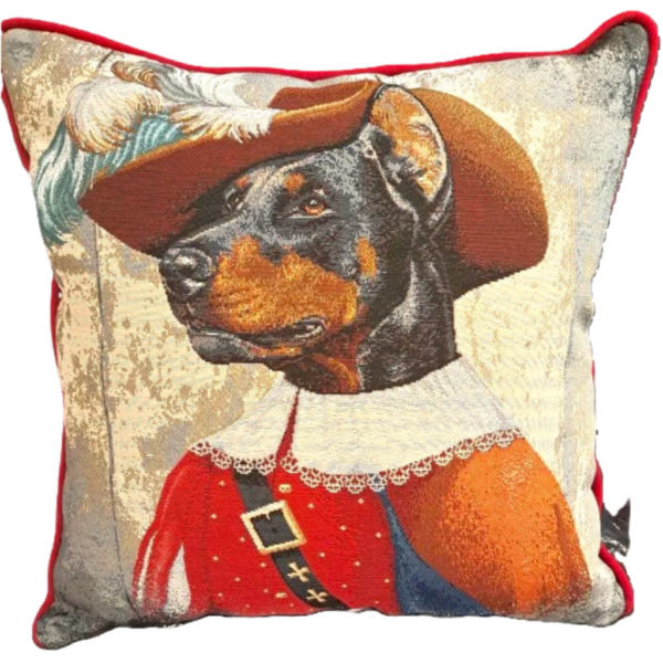 coussin artisanal fait main tissu en coton motif chien beauceron modèle unique