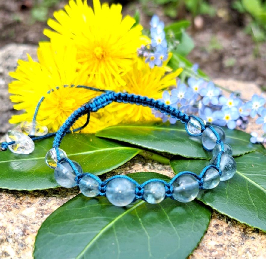 Bracelet de lithothérapie '+' Fluorite Bleue