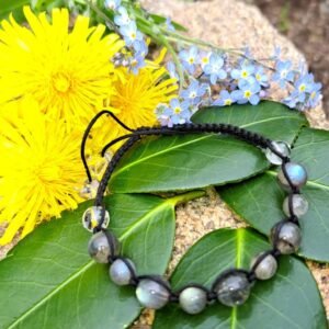 bracelet '+' de pierres naturelles de Labradorite - facilite la relation à l'autre - régénère