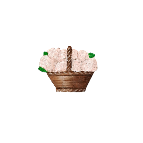 Broche en bois 'panier d'hortensias' blanc